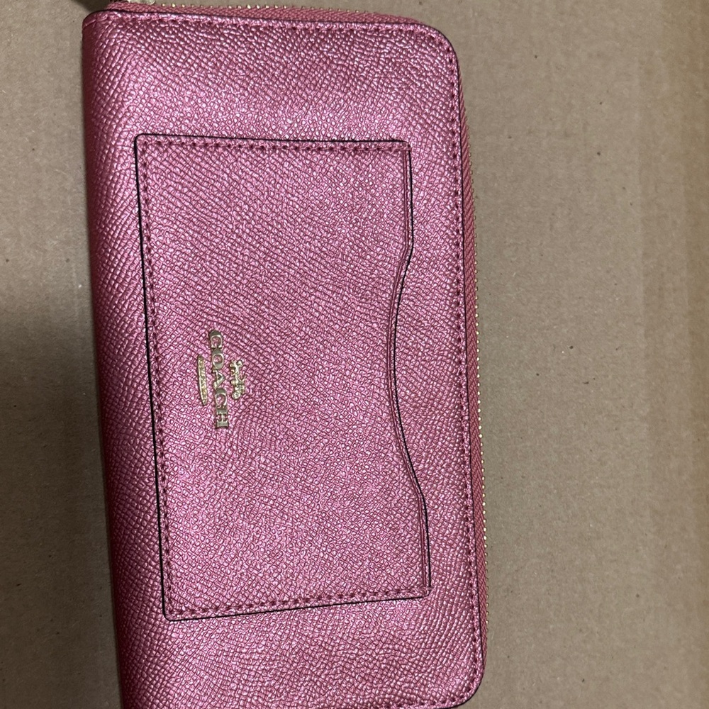 Coach Metallic Pink Zip Wallet